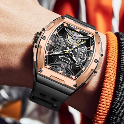 Image of OLEVS Men Automatic Sports Watch Original Skeleton Mechanical Self Winding Luxury Dress Sapphire Crystal Waterproof Wrist Watch for Men