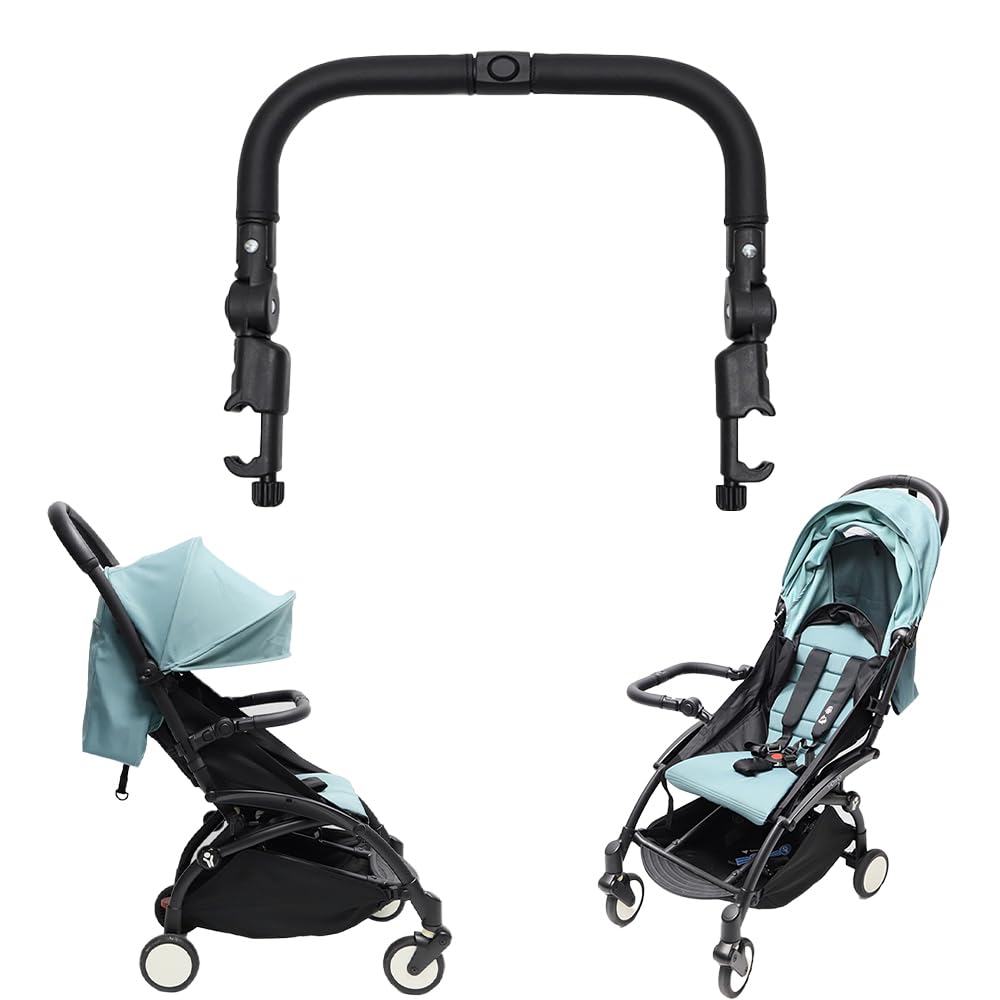 Bracciolo Per Passeggino, 37x25cm Universale Passeggino Paraurti Bar, Barra Paraurti Per Passeggino, Maniglione Per Passeggino Regolabile E Rimovibile, Passeggino Parti Accessori(Nero)