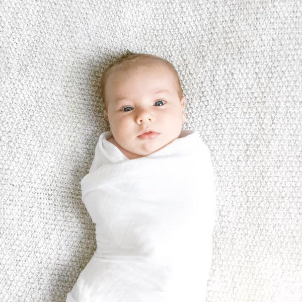 Dearglad Plain White Baby Swaddle Wrap for Newborn Photoshoot Prop - Soft Stretchy Knit Baby Blanket - Lightweight Newborn Photo Shoot Accessory, Unisex Baby Shower Gift