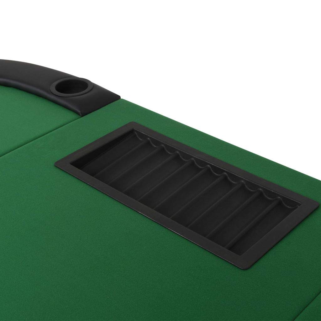 Festnight Table de Poker Pliable Vert et Noir pour 9 Joueurs Ovale