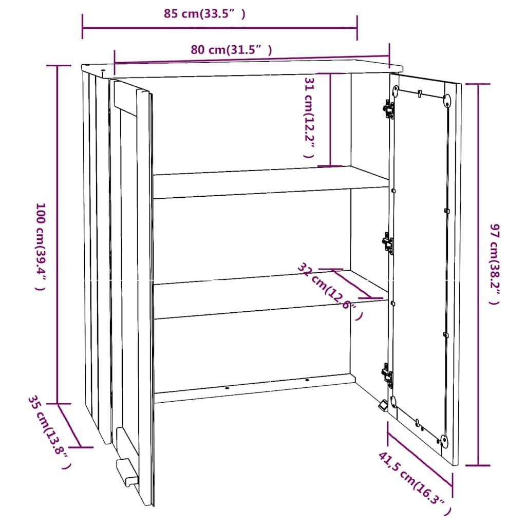 Kredens Superior HAMAR Sosna lite Brązowy Miód 85x35x100 cm