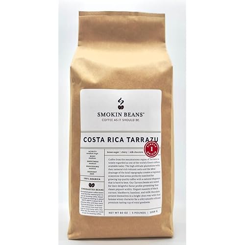 5-Pound Costa Rica Tarrazu, Unroasted Green Arabica Coffee Beans, Fresh Current Crop Specialty Grade, Roast the Beans Yourself at Home on Your Roasting Equipment Prior to Using for Brewing Coffee