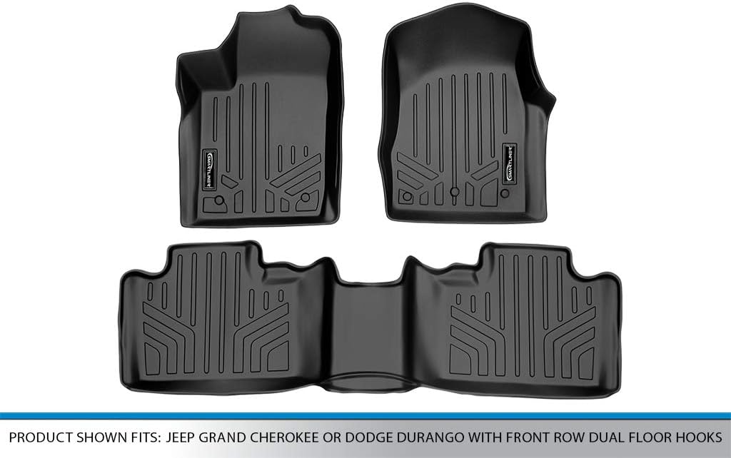 SMARTLINER Floor Mats 2 Row Liner Set Compatible with 2013-2016 Dodge Durango