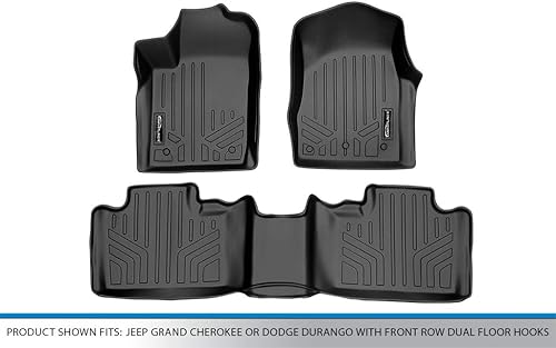 Miniatura 5 de SMARTLINER Juego de alfombrillas de 2 filas compatibles con Dodge Durango 2013-2016