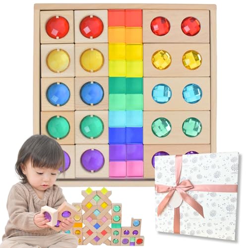 ジュエル積木 ラッピング済みでギフトに最適 【親子で夢中!宝石のような積木】 アクリルキューブ 積み木 知育玩具 色彩教育 クリア モンテッソーリ プレゼント 1歳 2歳 アクリルキューブ (35ピース)