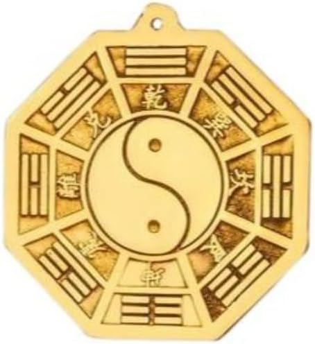 纯黄铜平面八卦镜太极平镜 Feng Shui Good Amulet 客厅店铺摆件家用大门口阴阳鱼铜镜 fengshui Chinese Tassel Ornaments-1653