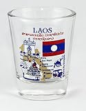 2.25 x 2 x 2 Laos Landmarks and Icons Collage Shot Glass by World By Shotglass