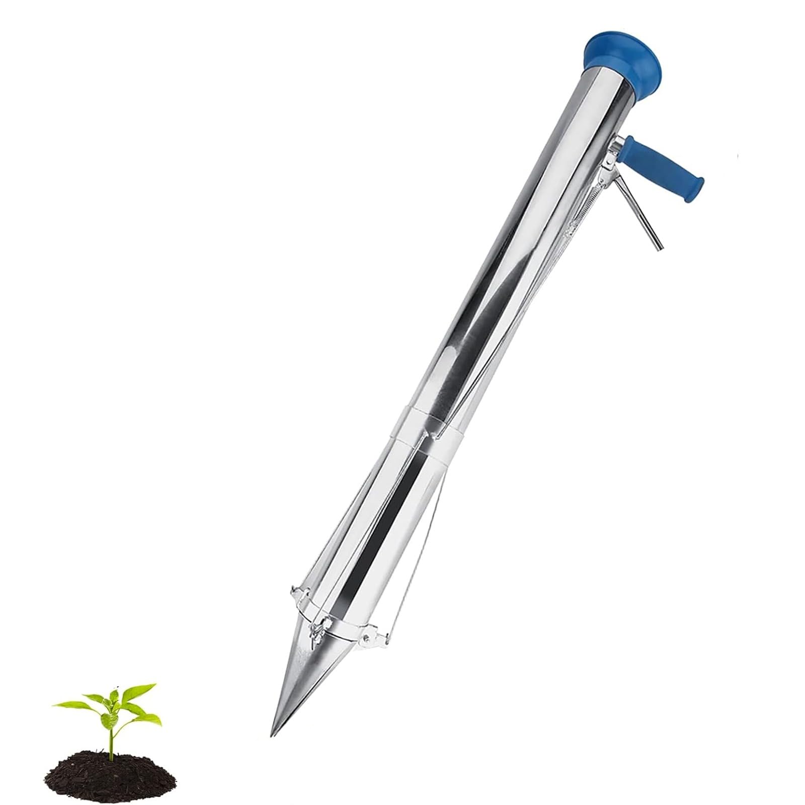 XNZJHPP Seedling Transplanter, Flower Onion Planting Tool, Stainless Steel Seedling Transplanter With Soft Grip, Diameter 7.5 Cm And Depth 12 Cm, For Garden, Yard, Greenhouse (B)