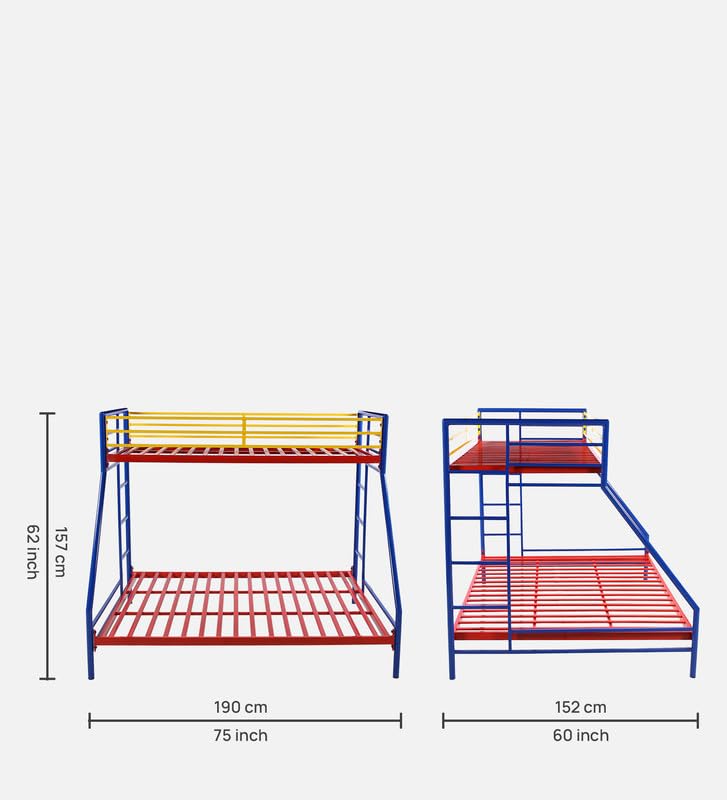Image of Twin Over Twin Metal Bunk Bed | Bunk Bed Without Storage for Kids & Adult | Double Decker Cot for Kids Room | Space-Saving | Metal Bunker Cot (Mattress Included) (Pink)