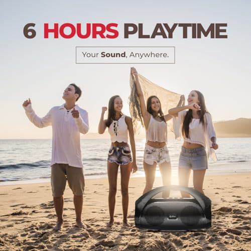 Image of pTron Fusion Go 10W Portable Bluetooth Speaker with 6Hrs Playtime, Immersive Sound, Auto-TWS Function, Supports BT /USB /SD Card /AUX Playback & Lightweight (Obsidian)