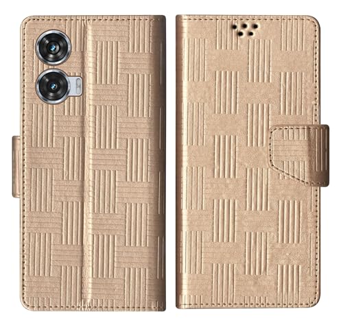 Image of SBMS Flip Cover for Motorola Moto Edge 50 Fusion 5G Back Cover Case with Magnatic Closure|Inbuilt Stand|Card & Money Pocket (Mat Gold)