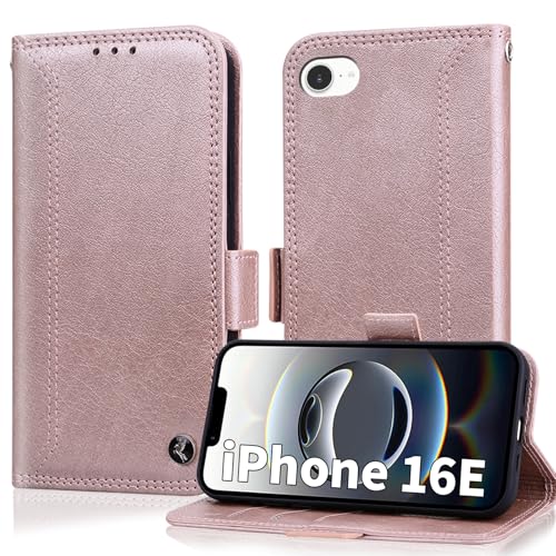 Yuotky for iPhone 16E �P�[�X �蒠�^ ���z�^ �A�C�t�H��16e �P�[�X �蒠�^ �����ӂ���16e �X�}�z�P�[�X ����PU���U�[ ��phone16e�J�o�[ �}�O�l�b�g �J�[�h���[ �X�^���h�@�\ �ϏՌ� �S�ʕی� ��D���g�уP�[�X (���C