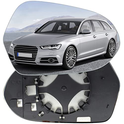 AUTOXBERT Wing Mirror Glass Right Side Heated Convex Fits Audi A6 2011 2012 2013 2014 2015 2016 2017 2018 with Backing Plate