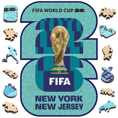 Image of FIFA World Cup 2026 City Poster Puzzles for Adults- 200 Pieces Unique Shaped Wooden Puzzles,New York - New Jersey Football Jigsaw Puzzle Gifts for Soccer Fans, Officially Licensed, 5MM Thick