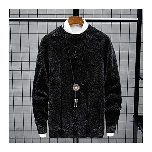 camisolas de pulôver masculinas Pulana dos homens de malha camisola rasgada suéter com buracos rasga