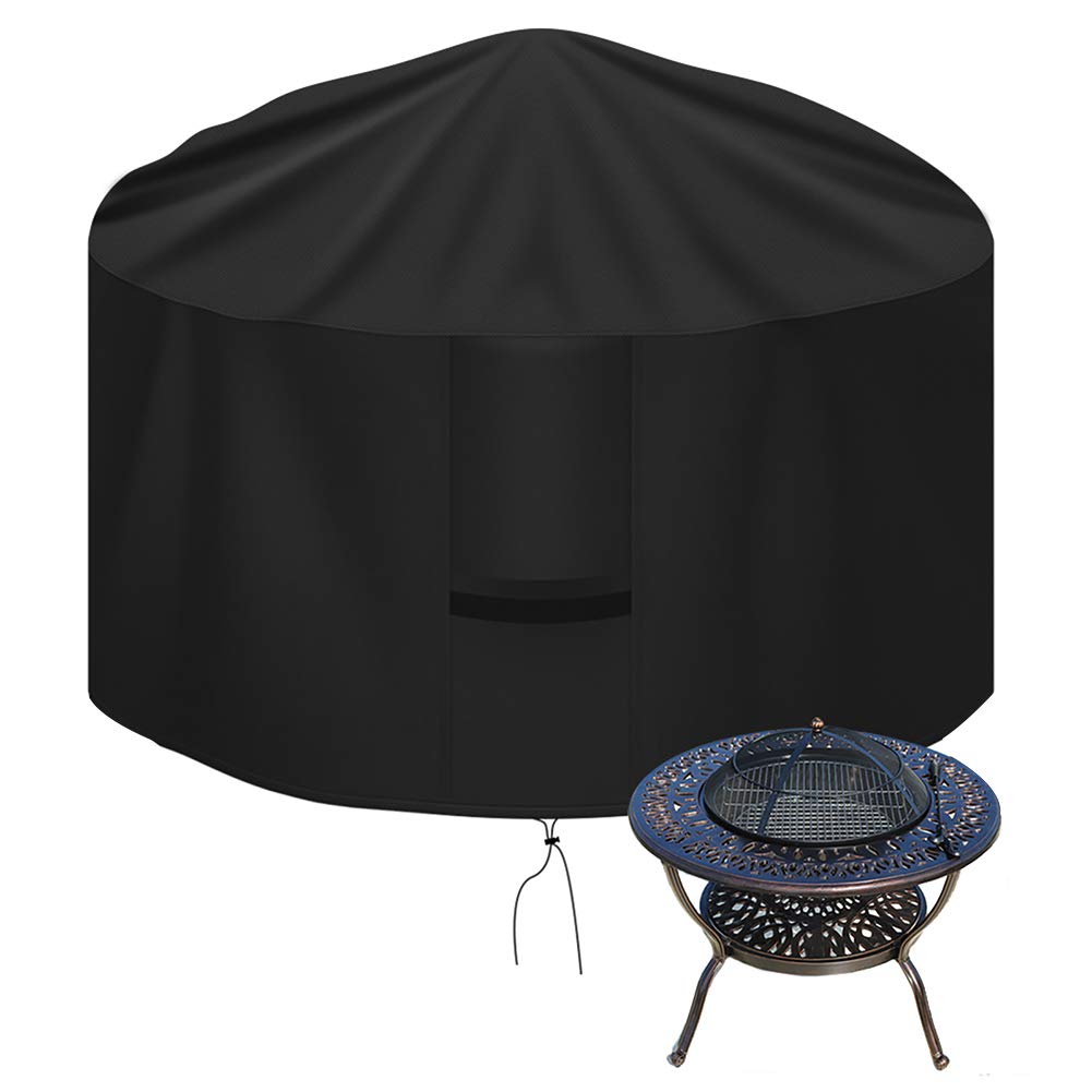 OKPOW Fire Pit Cover 90cm, Firepit Covers Waterproof Round-600D,Anti-UV,Heavy Duty Rip Proof Oxford Fabric Firepit Cover,Round Fire Pit Covers-Black(90cm*50cm) — view 6