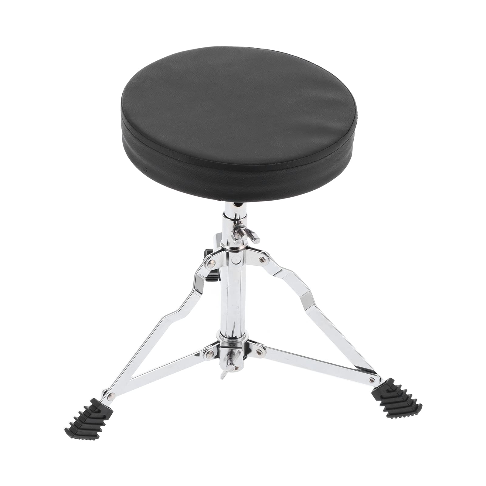 Trono para Batería Asiento Acolchado para Batería Taburete Altura Ajustable Cerradura de Perno de 3 Posiciones Base Triangular Plegable Pies Goma Antidesliz