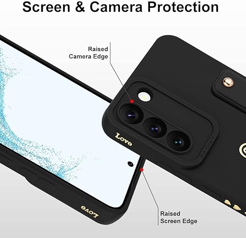 Miniatura 4 de Fiyart Funda diseñada para Galaxy S22 5G con soporte para teléfono, bonito patrón de corazones de amor, funda protectora delgada de protección de