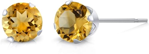 Miniatura 3 de Gem Stone King 925 Sterling Silver Set of 6 Round 4MM Gemstone Stud Earrings - Amethyst, Topaz, Garnet, Citrine, Peridot - Sparkling and Elegant