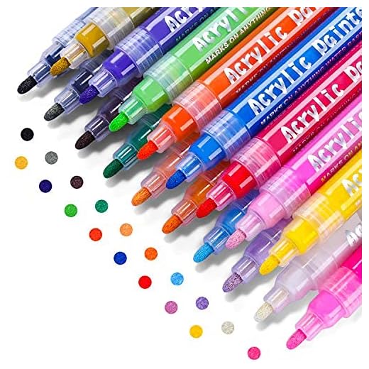 Acrylic Paint Marker Pens, Emooqi 18 Colors Premium Waterproof Permanent Paint Art Marker Pen Set for Rock Painting, DIY Craft Projects, Ceramic, Glass, Canvas, Mug, Metal, Wood, Easter Egg