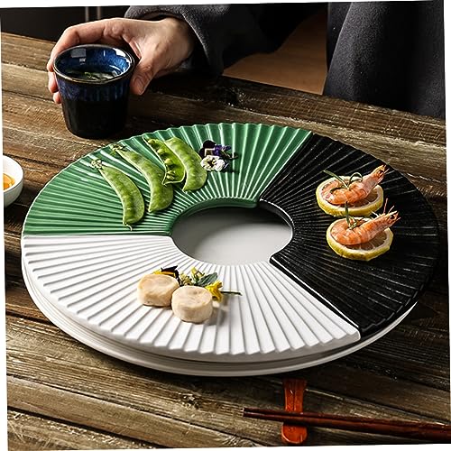 Plato cerámico sector disco para sushi PRETYZOOM miniatura 6