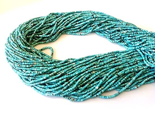 Turquoise afghane naturelle LKBEADS - Rang complet de perles Heishi 1 mm taillées main
