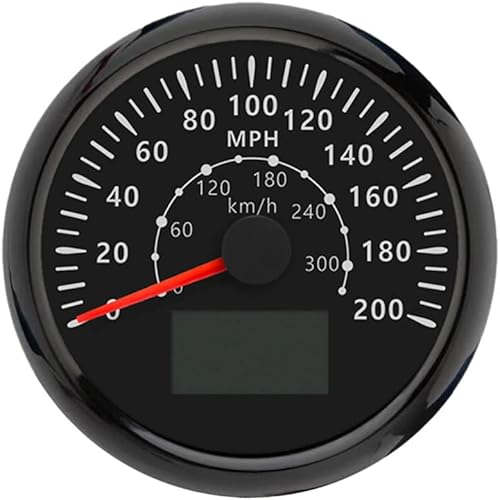 ELING Velocímetro GPS de 3 38 pulgadas (3.346 in) 0-200 MPH con kilometraje total Tripmeter Curso sobre el suelo 12V 24V con 8 colores