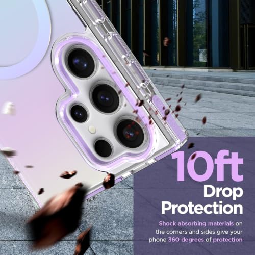 Image of Magnetic Case for Samsung Galaxy S24 Ultra [Compatible with Magsafe] [Anti-Yellowing] [1 Screen Protector] Slim Clear Iridescent Case for Galaxy S24 Ultra 6.8 inch, Purple