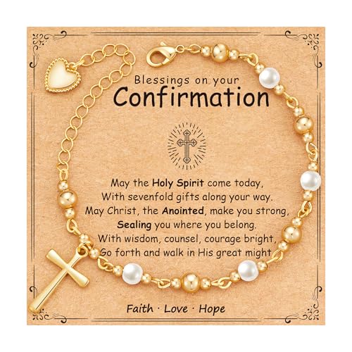 Jesvo Confirmation Gifts for Teen Girls, Cross Bracelet Tween Catholic Christian Religious Confirmation Decorations Jewelry for Teens Teenage Kids Girl