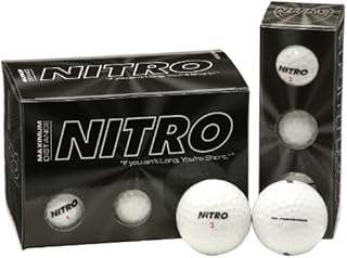 Nitro Long Distance Golf Balls (12PK) All Levels Maximum Distance Titanium Core 85 Compression High Velocity Spin Control Long Distance Golf Balls USGA Approved-Total of 12-White