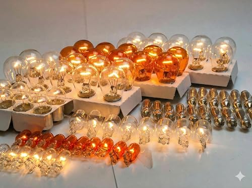 INION 90x Stück - WERKSTATTWARE 12V KFZ Beleuchtung P21/5W P21W PY21W R10W W16W W5W WY5W C5W C10W Glühlampe Glassockellampe Glühbirne Soffitte Autolampen