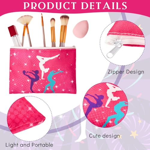 Hillban 18 Pcs Gymnastics Party Bags Gifts Gymnastics Team Makeup Toiletry Cosmetic Bags with Zipper for Women Teens Coach Gift Birthday Party Decorations3