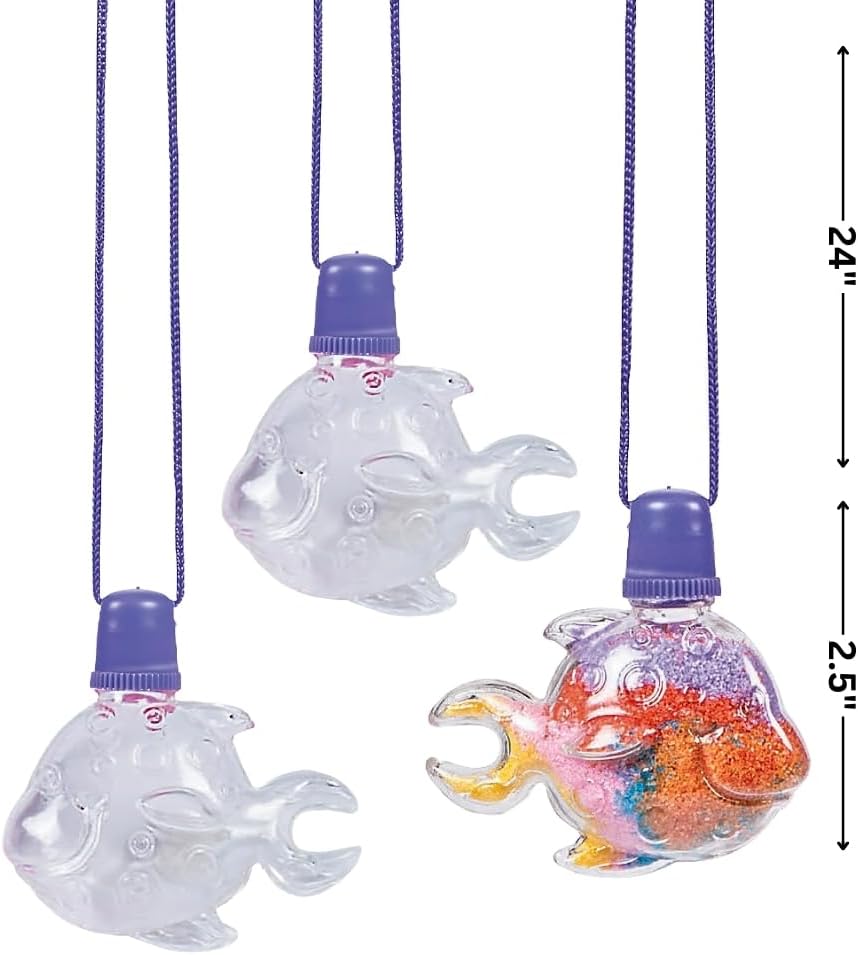Fun Express Tropical Fish Sand Art Bottle Necklaces, Bulk Set of 12 - Crafts for Kids and Fun Home Activities - VBS 2026 Vacation Bible School Supplies/Decor image 2