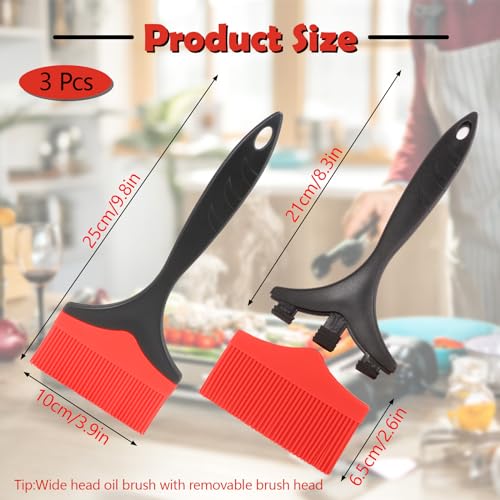 Realand Extra großer Silikon-Backpinsel, 10 cm breit, hitzebeständiger Silikon-Backpinsel zum Kochen, Backen, Grillen und Verteilen von Öl, BBQ, Soße, Butter, Marinade, 3 Stück
