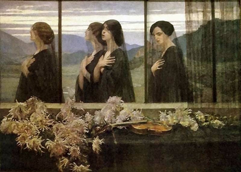 Lienzo decorativo para pared con pintura vintage de violín de Edward Okun en 60x90cm