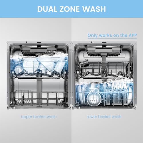 COMFEE' Fully Integrated Dishwasher with 14 Place Settings, Wi-Fi Connected, 47dB Low Noise, Built-in Dishwasher with Rapid Wash, Half-load, Auto Door Open Drying-CDWPF1415P-UK - Image 10