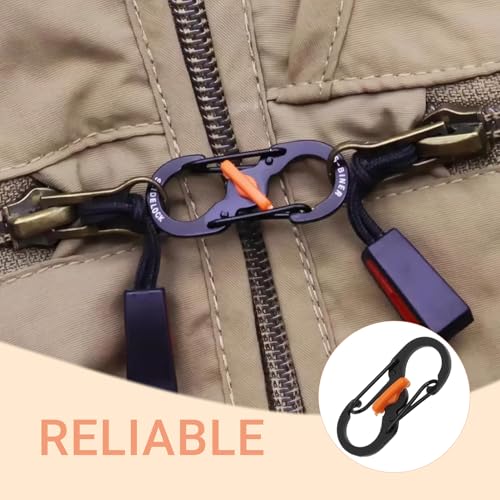 10 PCS S Karabiner, Kleine S-Form Karabinerhaken, Edelstahl Mini Karabiner mit Doppelverschluss, Diebstahl und Fallschutz, für Schlüssel und Outdoor