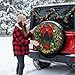 Suncalla 7 Pcs LED Christmas Car Spare Tire Decoration Set 1 Xmas Wreath Spare Tire Cover 1 Lighted Christmas Car Wreath 4 Tinsel Green Garland with Red Ornaments Fit Trucks SUVs Holiday Outdoor Decor