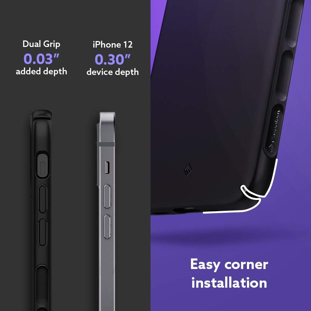 Caseology Dual Grip Compatible with iPhone 12 Pro Case Compatible with iPhone 12 Case (2020) - Black