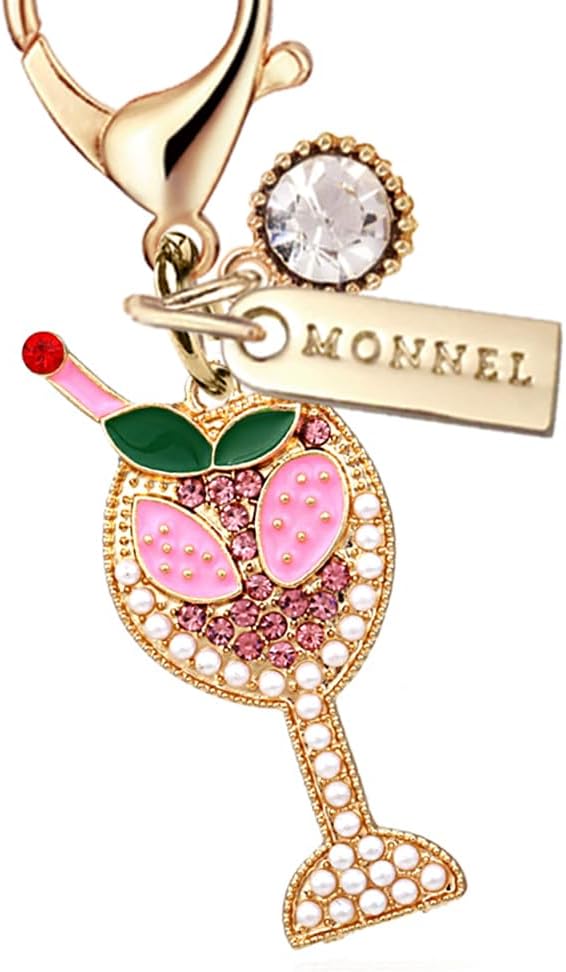 MC528 Little Crystal Cocktail Lobster Clasp Charm for Women with Velvet Bag (Pink,1 Piece) - Image 2