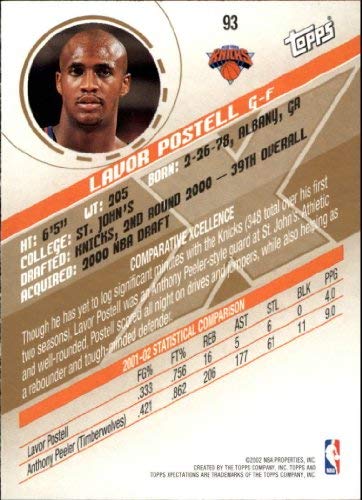 Amazon.com: 2002-03 Topps Xpectations #93 Lavor Postell NBA
