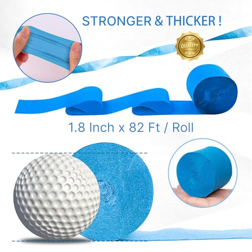 Image of PartyWoo Light Blue Crepe Paper Streamers 8pcs 656ft Pack of Slate Blue Beige White Green Crepe Paper Streamers for Birthday Gender Reveal Baby Shower Mermaid Under The Sea Party Decorations