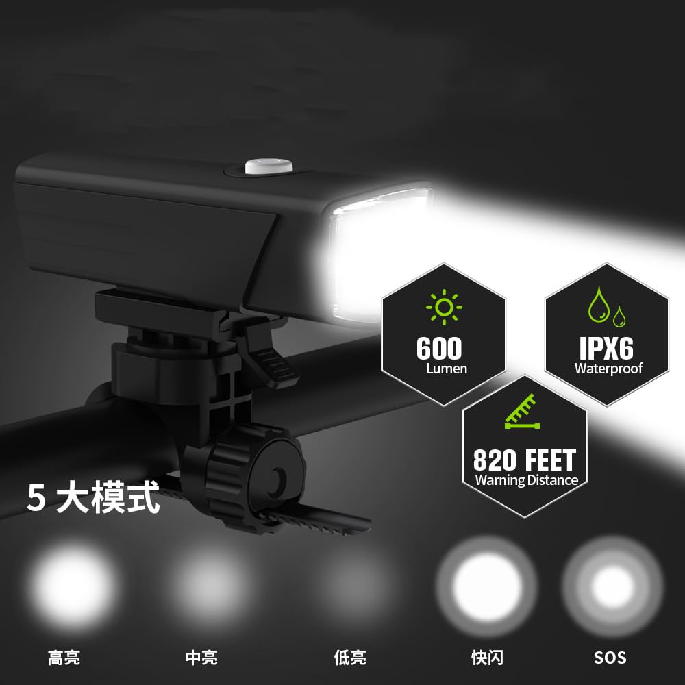 Faro Anteriore per Bicicletta con Ricarica USB, Luce Intelligente per Ciclismo, Impermeabile, Accessori per Bicicletta