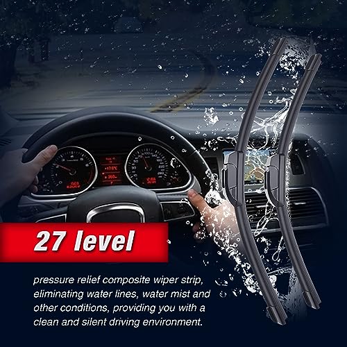 Image of 28 inch+20 inchFront Windshield Wiper Blades Fit for Toyota Sienna 2020 2019 2018 2017 2016 2015 2014 2013 2012 2011 2010(Set of 2) J /U Hook Adpater