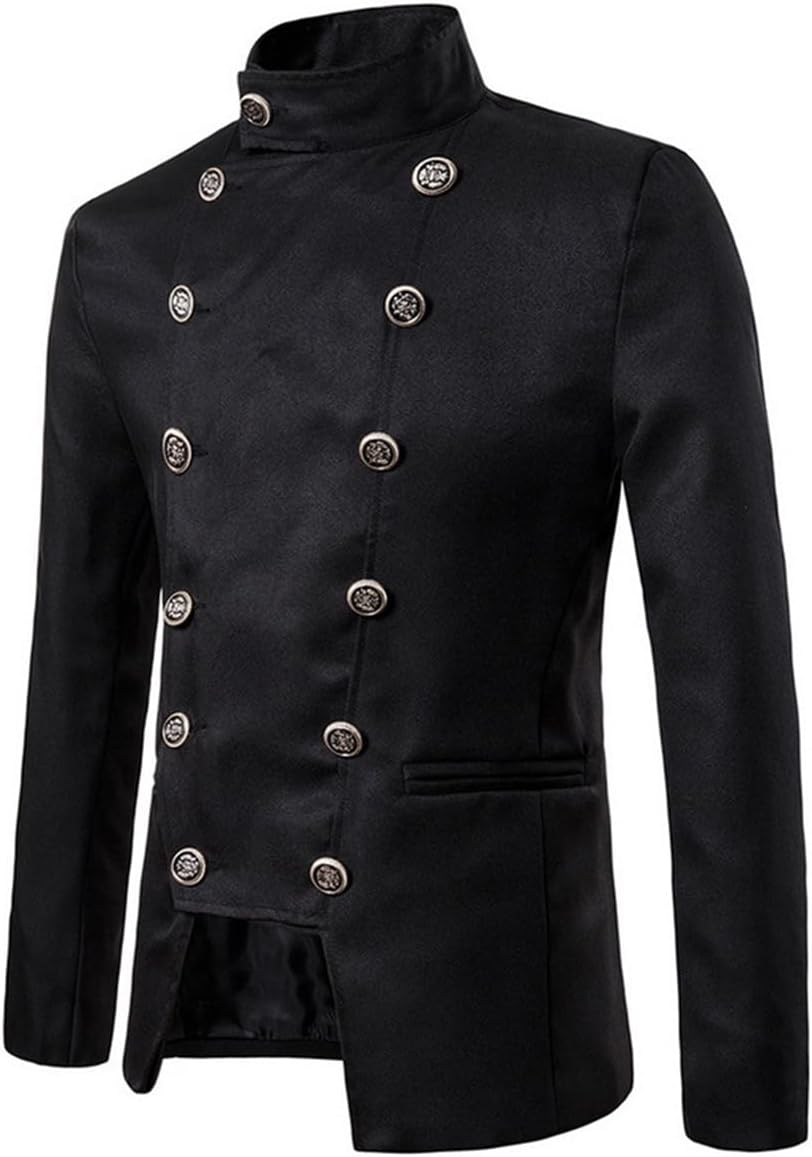 Men's Vintage Steampunk Jacket Retro Victorian Coat Wedding Suit Outwear Overcoat Notched Lapel Uniform Tops Coats