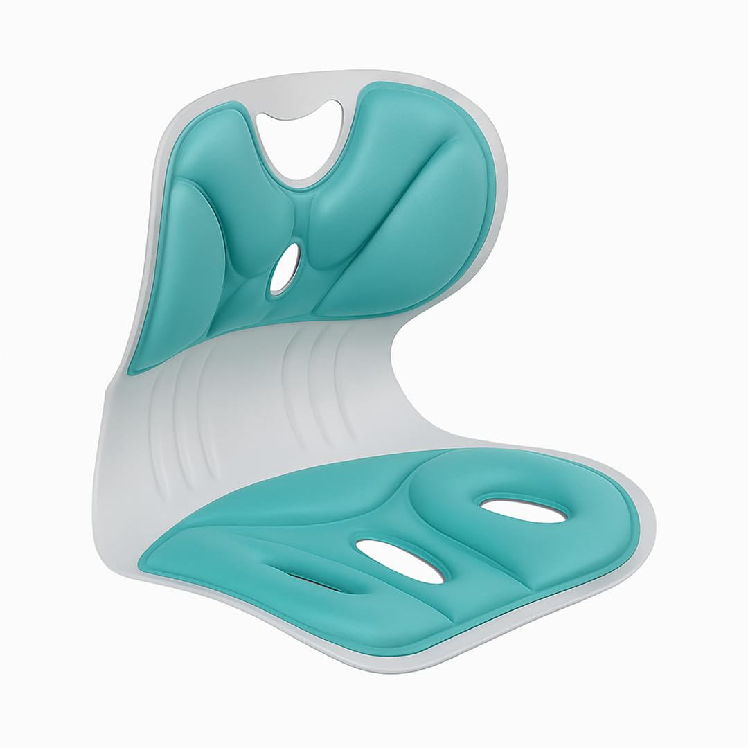Kruvad Foldable Lumbar Back Support Chair – Ergonomic Posture Corrector for Back Pain Relief – Patented Design for Office, Floor Seating & Work from Home Portable Spine Alignment Support Seat