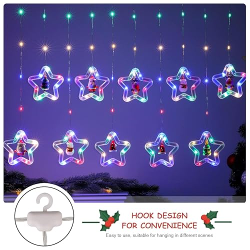 Image of V.E.S.P.A 3.5-Meter Window Christmas Lights - 10 Star Design for Indoor and Outdoor Holiday Decor, Electric Incandescent String Lights (Warm White)