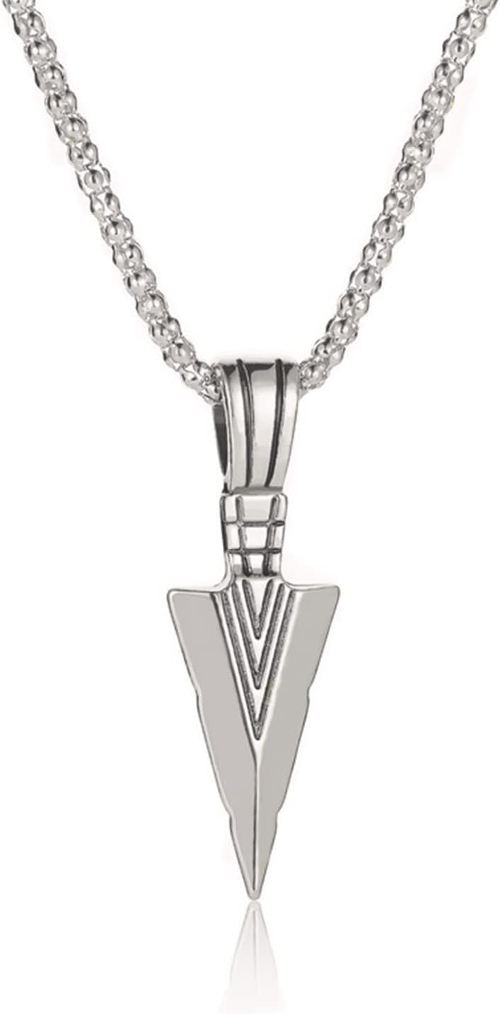 Stainless Steel Spearpoint Arrowhead Pendant Necklace For Mens Cool Arrowhead Pendant Chain Necklace for Women