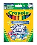 CRAYOLA Ultra-Clean Washable Markers - Assorted Colours (Pack of 8) | Premium Broadline That Can Easily Wash Off Skin, Clothing & Walls Ideal for Kids Aged 3+