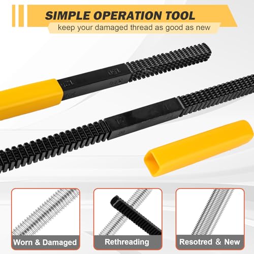 image for syizyen 3 Pieces Thread Repair Files Kit, SAE & Metric Thread Restorer